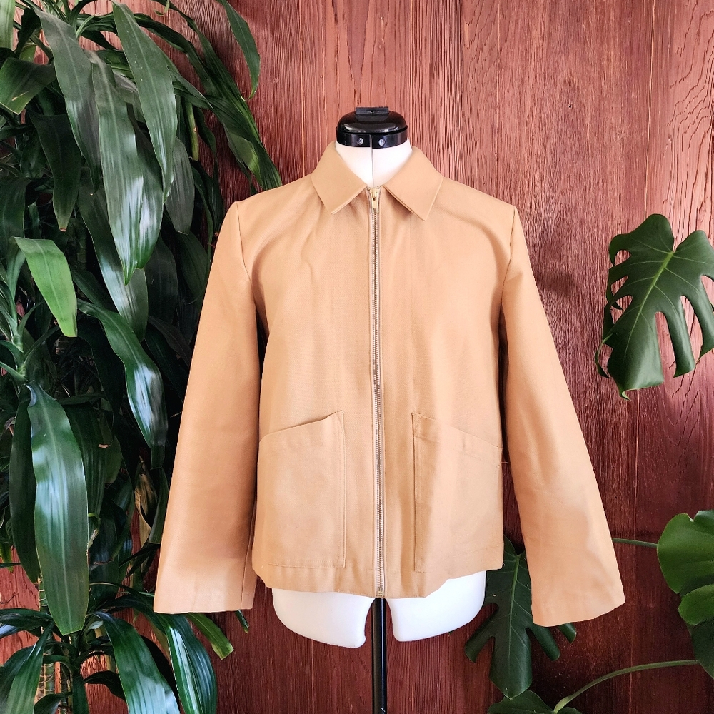 Only Child Tan Cotton Twill Zip Up Work Chore Jacket Small
